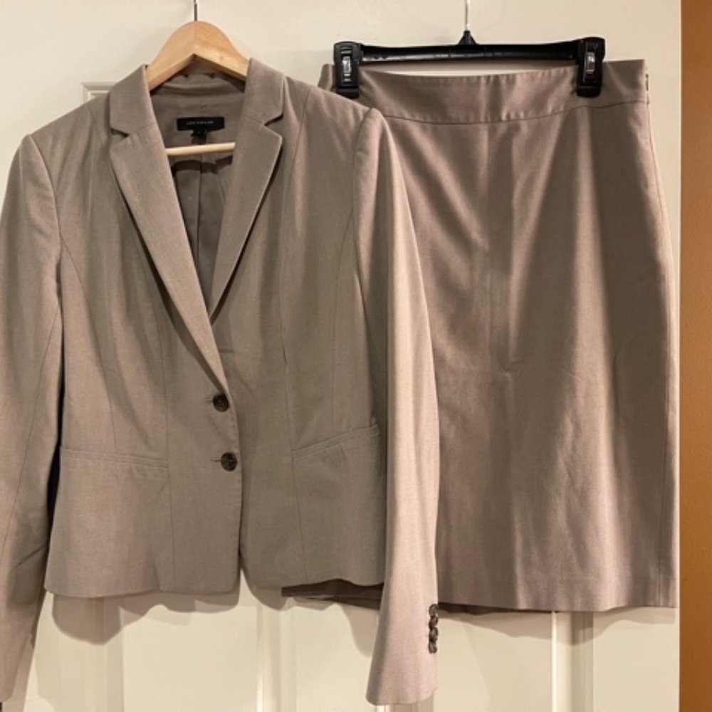 Ann Taylor Tan/Taupe Skirt Suit Set-Size 4